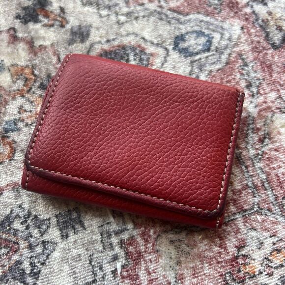 Vintage Cherry Red Trifold Wallet Rockabilly Retro Moto Hippie Bohemian Trifold - Picture 1 of 10